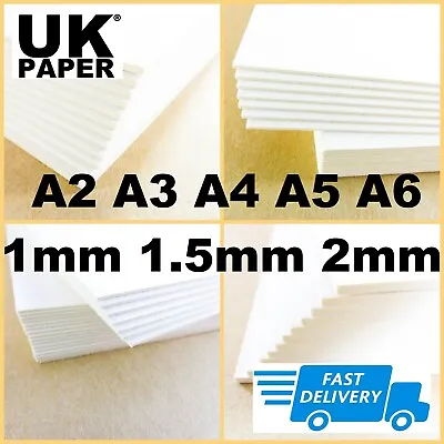 CARD GREYBOARD CRAFT SHEETS 1- 2mm THICK PAPER RECYCLED A4 A3 A2 CARDBOARD MOUNT • £2.49