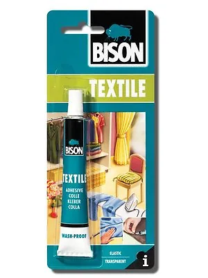 Bison Textile Adhesive Fabric Material Glue Bonding Repairing Cloths Transparent • £5