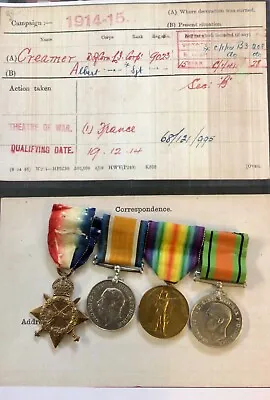 £130 • Buy WW1 Medal Trio To Sgt Creamer Duke Of Cornwalls Light Infantry