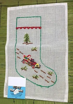 Vintage Dritz Luxury Needlepoint Madeira Wool Stocking Santa Car Trees • $20