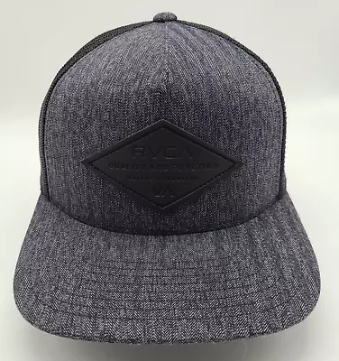 RVCA Dark Gray Mesh Snapback Mid Fit Hat Cap Black Patch Logo • $14.99