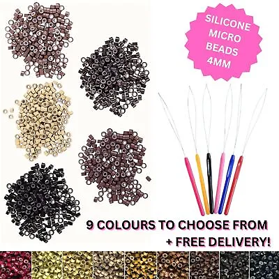 Silicone Lined Micro Rings Beads 4mm Links Loop I Tip Stick Tip Hair Extensions • £2.49