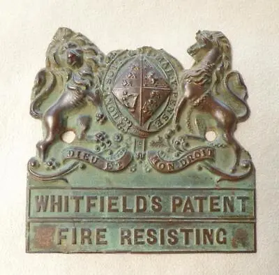 £4.99 • Buy WHITFIELD'S PATENT, FIRE RESISTING (B'ham) - SAFE MAKERS PLATE/ PLAQUE (Damaged)