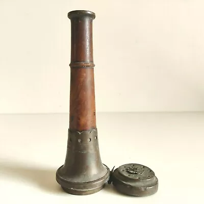 19c Vintage Handmade Wooden Brass Tobacco Smoking Pipe Tobacciana Collectible W7 • $201.25