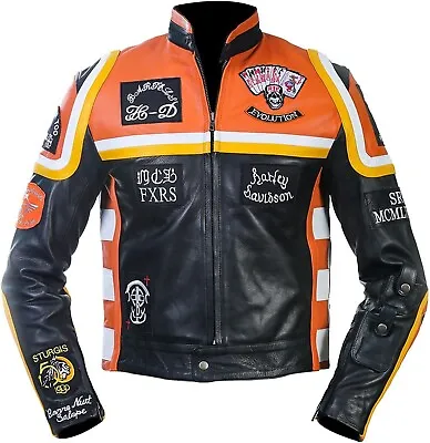 HDMM Mickey Rourke Marlboro Jacket Vintage Biker Riding Leather Jacket For Men • $35.78