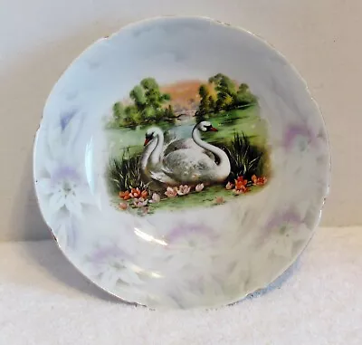 Vintage Leuchtenburg Germany 10 Inch Serving Bowl With Swans • $5.50