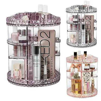 Makeup Cosmetic Organiser Storage Box Shelf 360 Degree Rotating Display Acrylic • £13.99