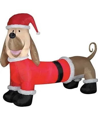 6.5’ Long Dachshund In Santa Suit Christmas Inflatable By Gemmy • $35.99