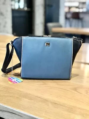 NEW Mywalit Teal Black Classic Leather Crossbody Organizer Roma Purse Adj Strap • $85