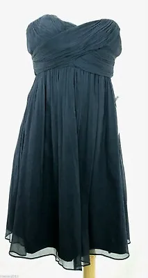 J Crew Petite Taryn Dress In Silk Chiffon Size 8p Navy New With Tags! • $69.99