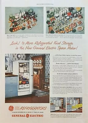 1951 General Electric Refrigerator Vintage Ad More Food Space • $13.95