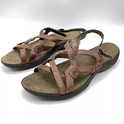 MERRELL Agave Brown Leather Sandals Womens Size 11 Strappy Outdoor Activewear • $24.50