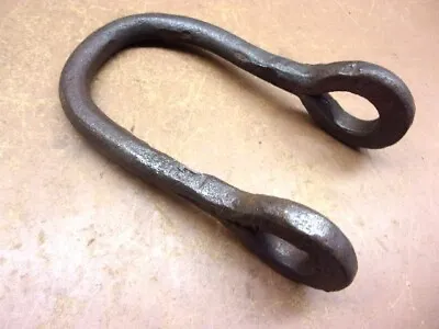 Antique Hand Forged Iron Shackle Clevis 2 1/2  X 4 1/4  Clean Antique Hardware • $7.99