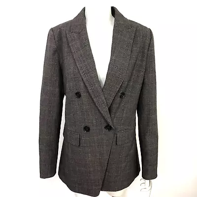 LOFT 8-10 Glen Plaid Womens Wool Blend Double Breasted Blazer Jacket • $26.72