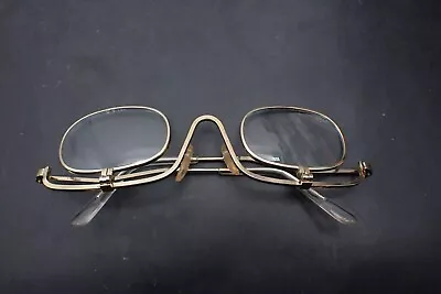 Vintage Gold Tone Glasses Frame With Flip Down Hinge Lenses R1C2 • $22.95