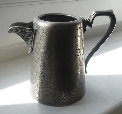 £10 • Buy Edwardian Sheff. Pewter Engraved Milk Jug  Commissioned/potters 