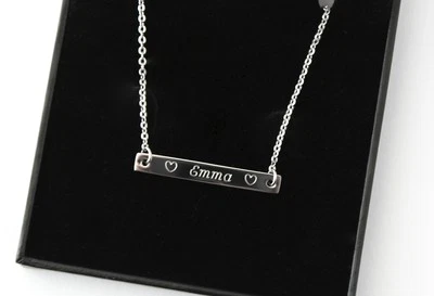 £12.50 • Buy Ladies Stainless Steel Bar Necklace, FREE ENGRAVING, Personalised, Gift Boxed