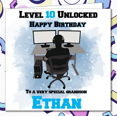 Personalised Gaming Birthday Card PC Son Boys Grandson Nephew Gamer Teenage /KP • £2.99