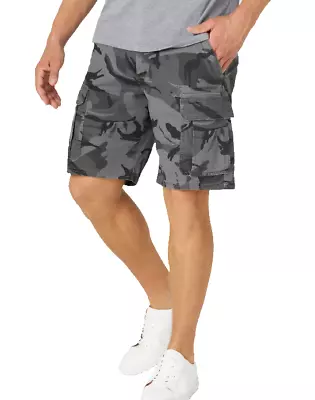 Mens Wrangler Authentics Relaxed Fit Stretch Cargo Shorts Black Camo CHOOSE SIZE • $31.99