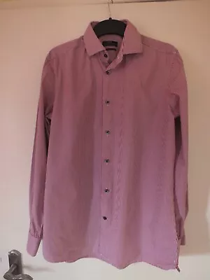 Next Pink Striped Signiture Egyptian Cotton Slim Fit Men's Shirt 15.5 Collar • £0.95