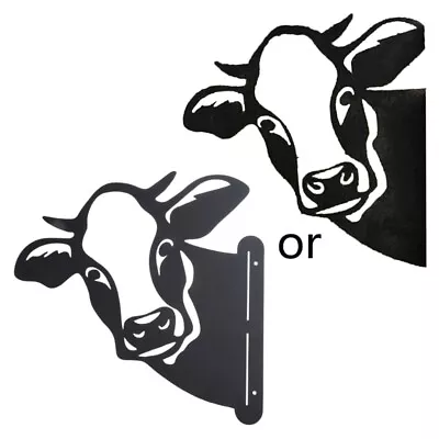 Farm Peeping Cow Ornament Garden Statue Metal Art Silhouette Stake Peeker • £11.18