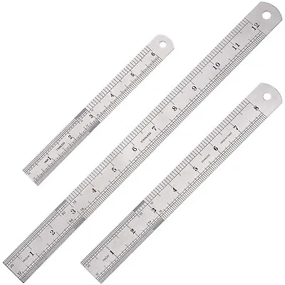 Ruler Set 6 8 12 Inch Metal Ruler With Inch Metric 3 Pcs Stainless Steel NEW • $8.19