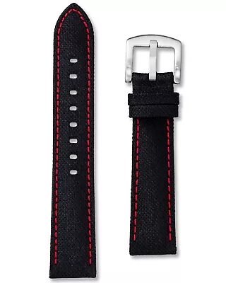 Black Red Sailcloth Watch Strap - Moonswatch Mars Style - 18mm 20mm 22mm 24mm • £19.95