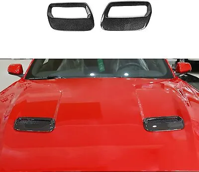 2X Carbon Fiber ABS Front Hood Engine Air Vent Cover Trim For Ford Mustang 2018+ • $28.11