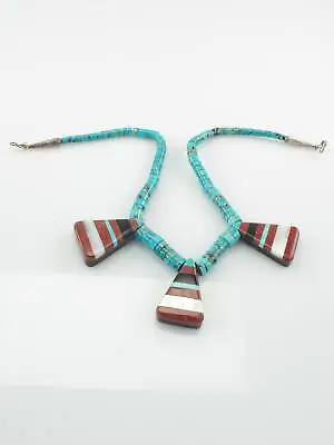 Vintage Native American Sterling Silver Jet Heishi Beads Necklace • $393.46