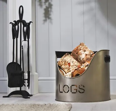 Fireplace Bucket Log Holder Firewood Strong Log Baskets For Wood Storage Stove • £27.39