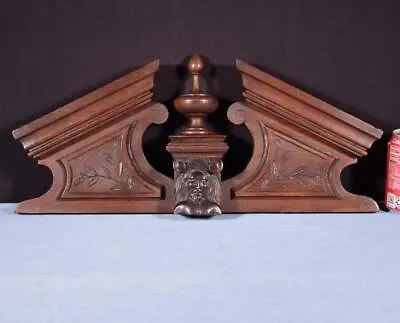 21 French Antique Crest/Pediment/Crown In Solid Oak And Walnut Wood With Face • $225
