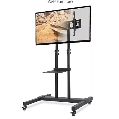 Rolling TV Cart Floor Stand With Mount/Audio Lockable Caster Wheels For 32-80  • $78.99