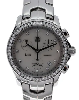 Ladies Tag Heuer LINK W/ Diamond Dial+ Bezel 33mm MOP Complete Set Ref: CJF1314! • $1799.95