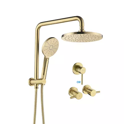 Decaura Shower Head Set Gooseneck Arm Rain And Hand Held Brushed Gold Mixer Taps • $349.99