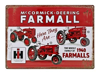 McCormick Deering Farmall International Harvester 1940 Tractors Tin Sign A M H • $8.49