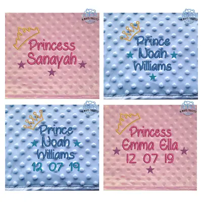 £14.99 • Buy Personalised Baby Blanket Bubble Feel Prince Princess Boy Girl Gift