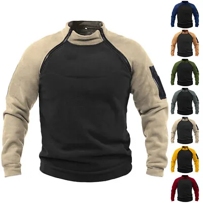 Mens Fleece Sweatshirt Tactical Military Army Combat T-Shirt Tops Jumper Coat • £4.99