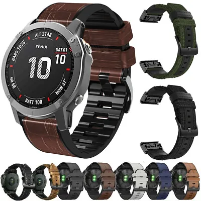 For Garmin Fenix 7 7X 6X 6 Pro 5X 5 Plus 3 HR Leather Watch Band Strap Quick Fit • $10.55