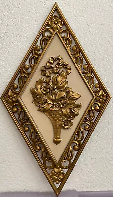 Dart Ind 4271 Diamond Shape Wall Hanging Art Retro Mid Century Gold Plaque USA • $15.99