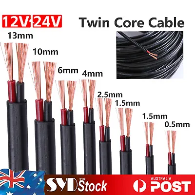 $40.90 • Buy 12V 24V Black Red Twin Core Wire Battery Cable Car Trailer Solar Electric Wiring