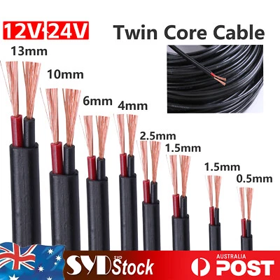 $40.90 • Buy 12V 24V Black Red Twin Core Wire Battery Cable Car Trailer Solar Electric Wiring