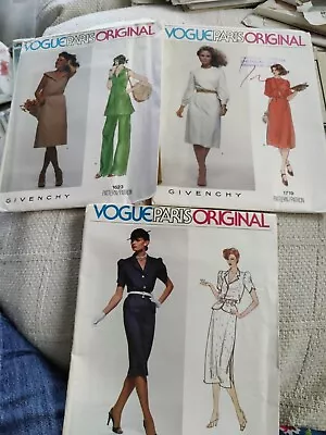 3 Vogue Paris Original Sewing Patterns Givenchy Uncut Sizes 10 & 12  • $49.99