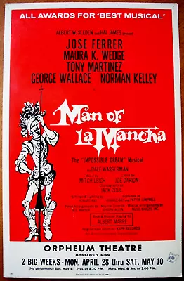 MAN OF LA MANCHA - Poster (Orpheum Theatre Minneapolis MN 1966) • $50