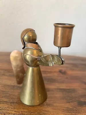 Small Vintage Copper And Brass Angel Candle Holder Mexico Hand Made • $6