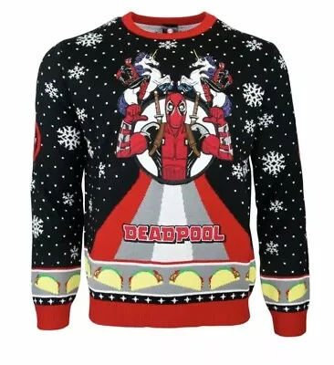 $44.95 • Buy Marvel Deadpool The Snow Knitted Christmas Sweater US 2XS