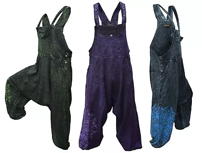 £28.99 • Buy Womens Cotton Dungaree Mandala Print Stone Washed Festival Harem Pants Jumpsuit