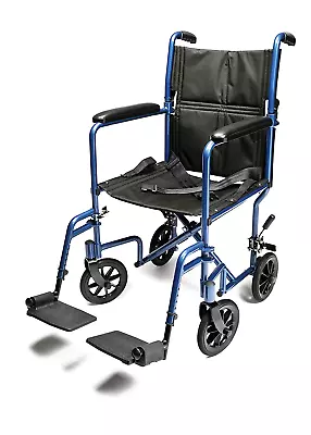 Transport Wheelchair Lightweight & Foldable Transfer Chair 19  Seat Blue • $279.16