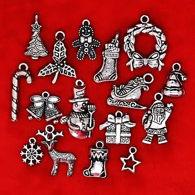 Tibetan Silver XMAS Christmas Theme Charm Pendant Finding Bead Jewellery Making • £2.39