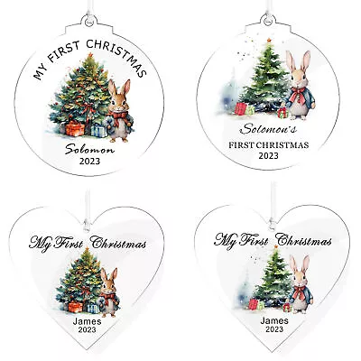 Personalised Baby's First Christmas Bauble Acrylic Tree Decoration New Baby Gift • £3.99