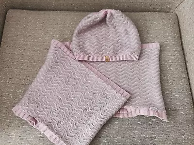 Timberland Pink And Grey Cashmere Ladies Hat And Scarf Set • £10